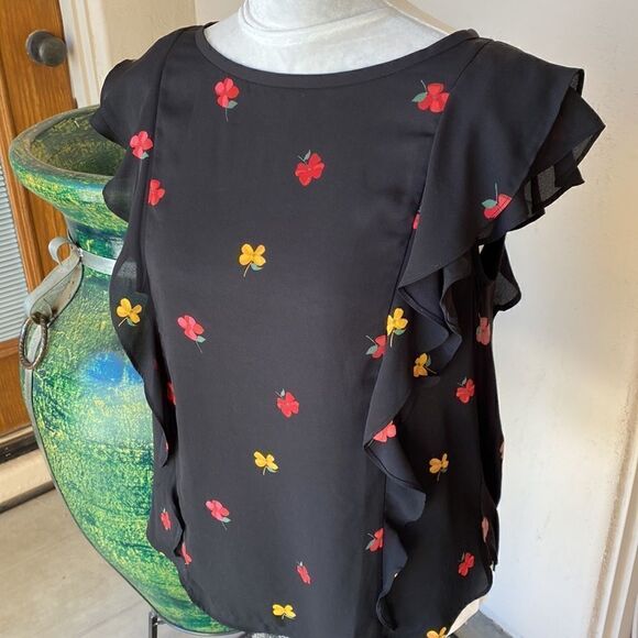 Ann Taylor loft pullover top with ruffle sleeves size small - Picture 2 of 7